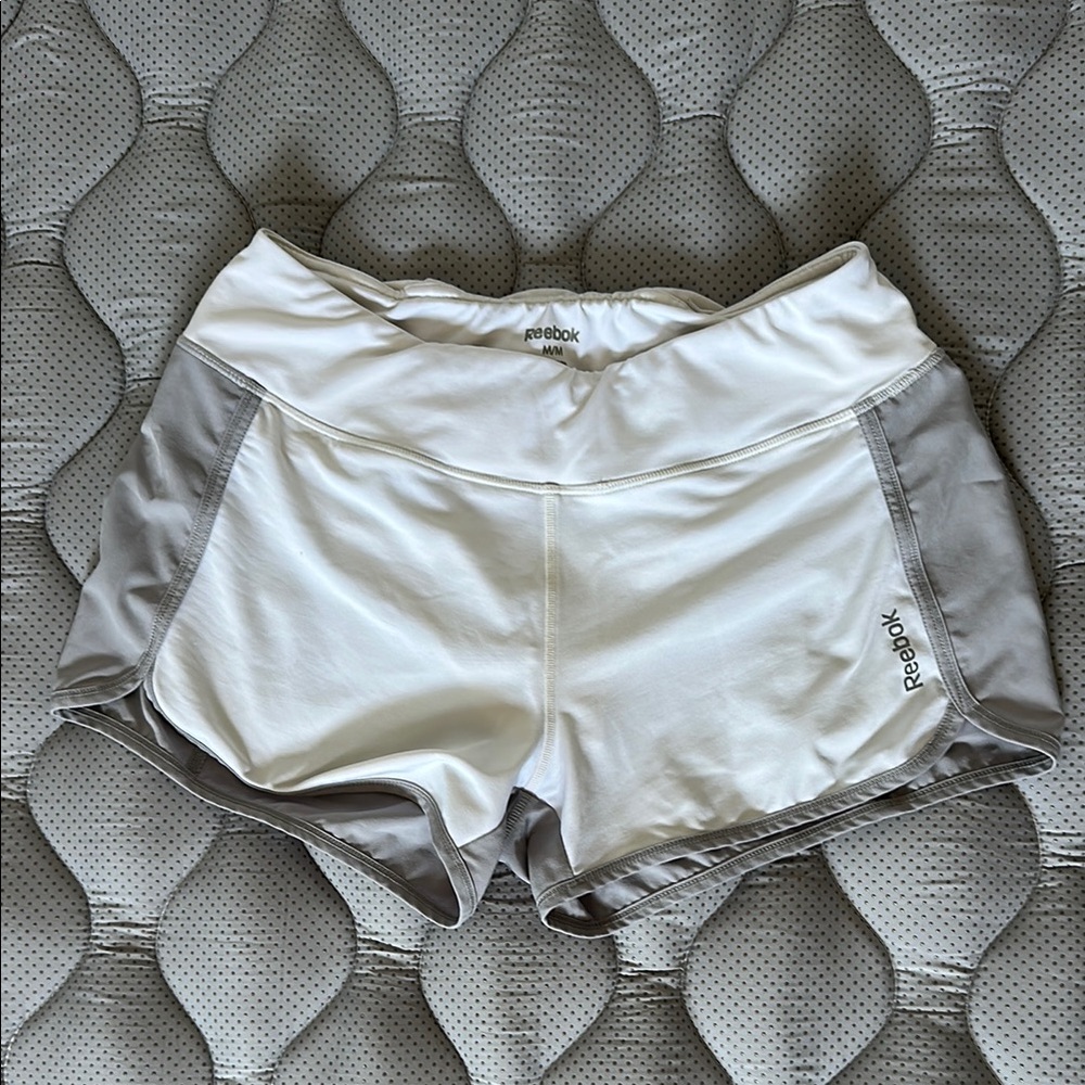 Reebok White and Gray Athletic Shorts Moisture-Wicking Performance